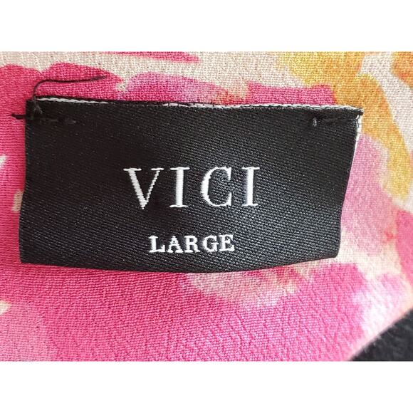 Vici Women Pink 100% Rayon V-Neck 3/4 Sleeve Buttons Front Casual Shirt Size L - Picture 8 of 11